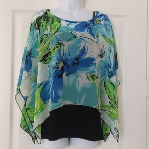 Cato blue, green and black two piece top